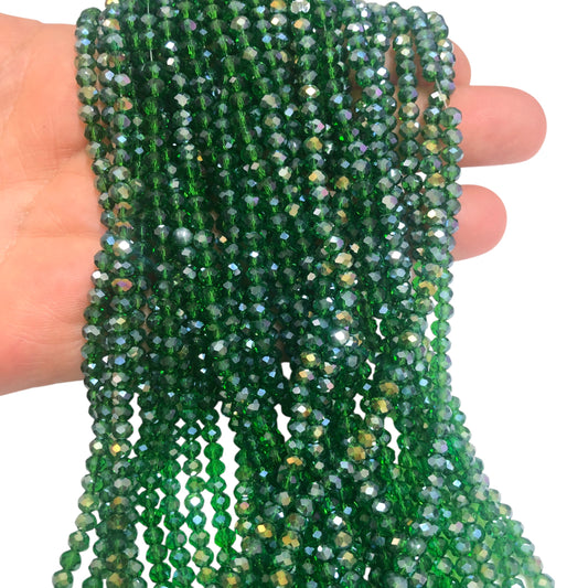Kristal Boncuk, Çin Kristali-4mm - 68- Şeffaf Janjanlı Koyu Yeşil