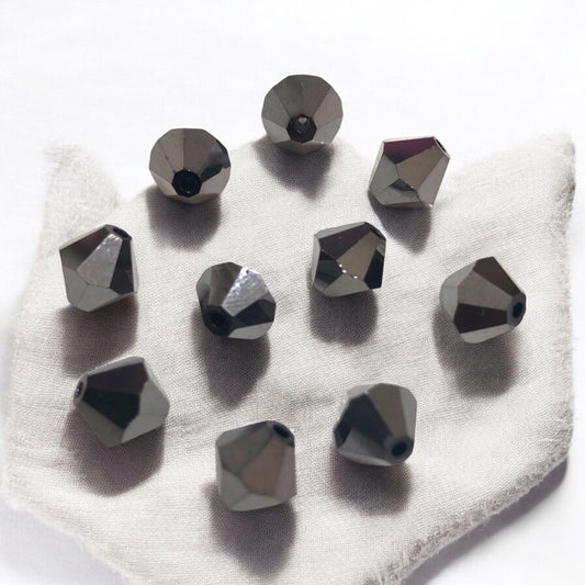 Swarovski 8mm Piramit (Bicone ) Antrasit (Jet Hematit ) - 008