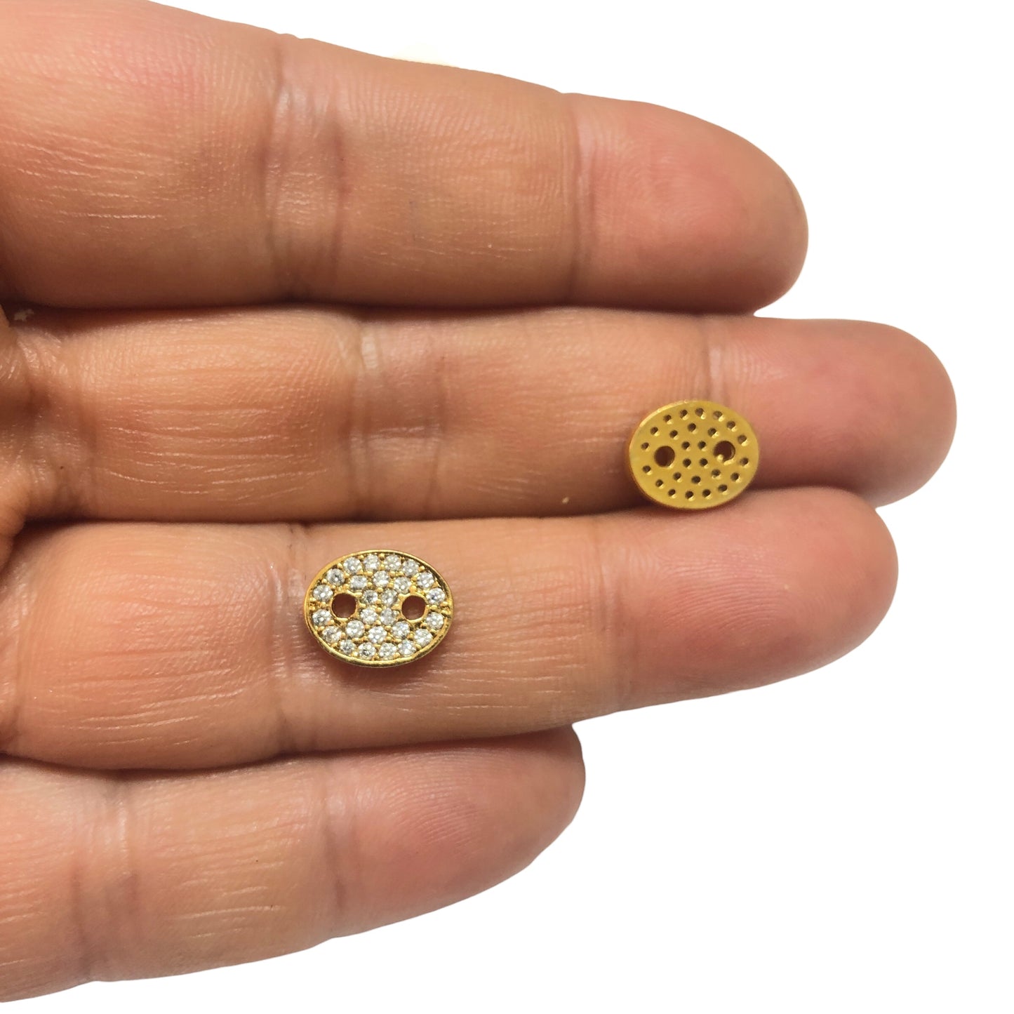 Altın Kaplama Zirkon Taşlı Düğme Bileklik Aparatı-Düğme