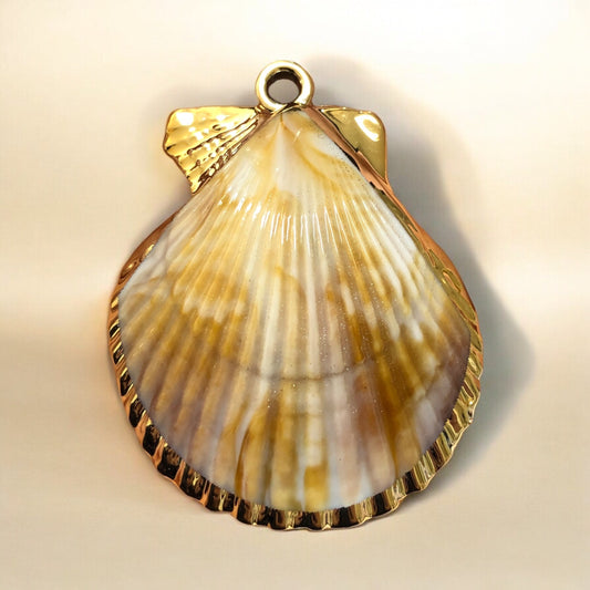 Akrilik Altın Yaldızlı İstiridye Kolye Ucu -4