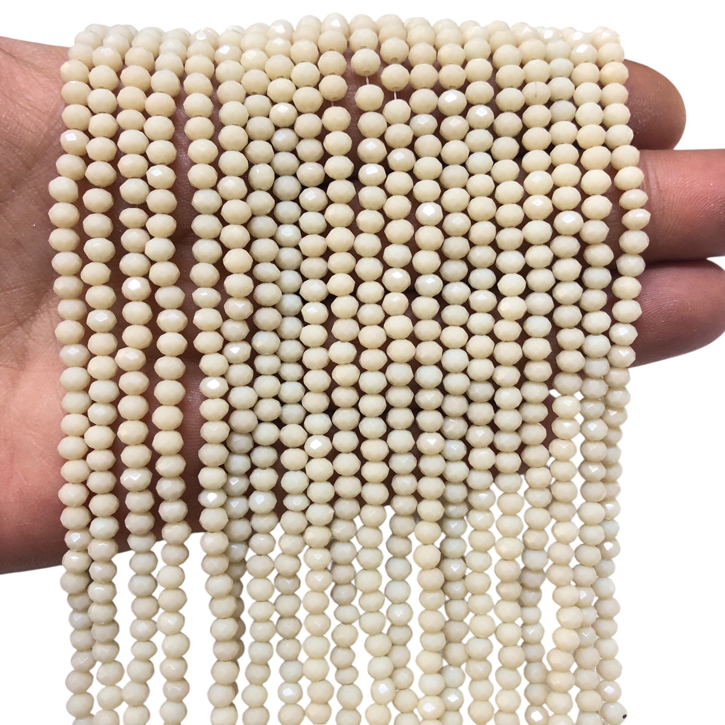 Kristal Boncuk, Çin Kristali-4mm - 86- Opak Krem