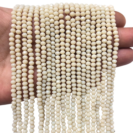 Kristal Boncuk, Çin Kristali-4mm - 86- Opak Krem