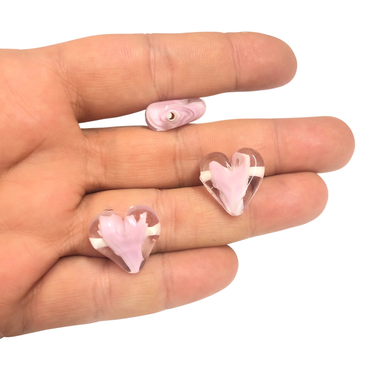 Murano Cam Kalp Pembe (Yan Delikli)