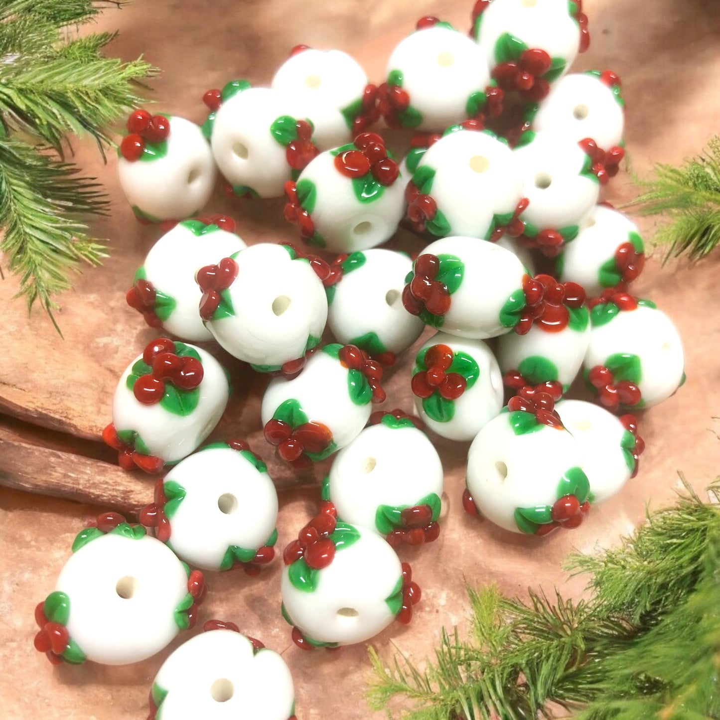 Murano Kokinalı Rondel Beyaz