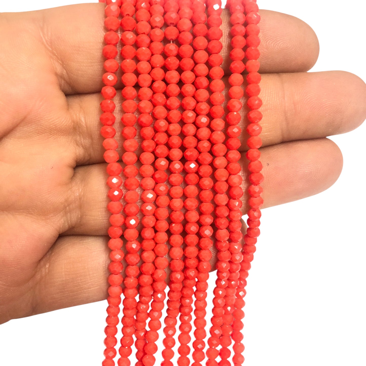 Kristal Boncuk, Çin Kristali-3mm-9 - Mercan