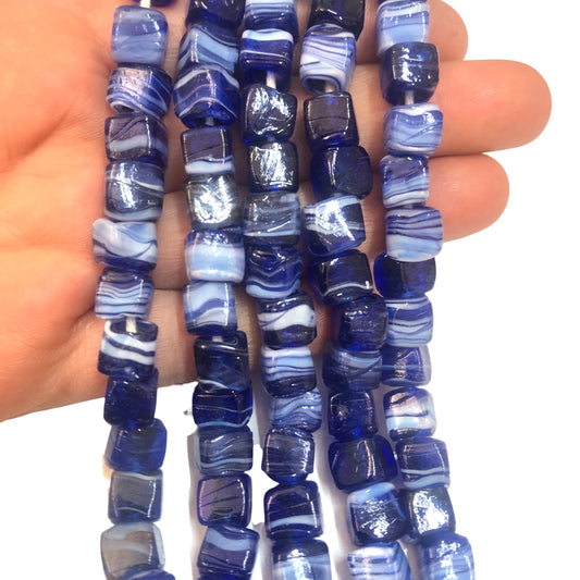 Küp Ocak Boncuğu Ebruli Lacivert