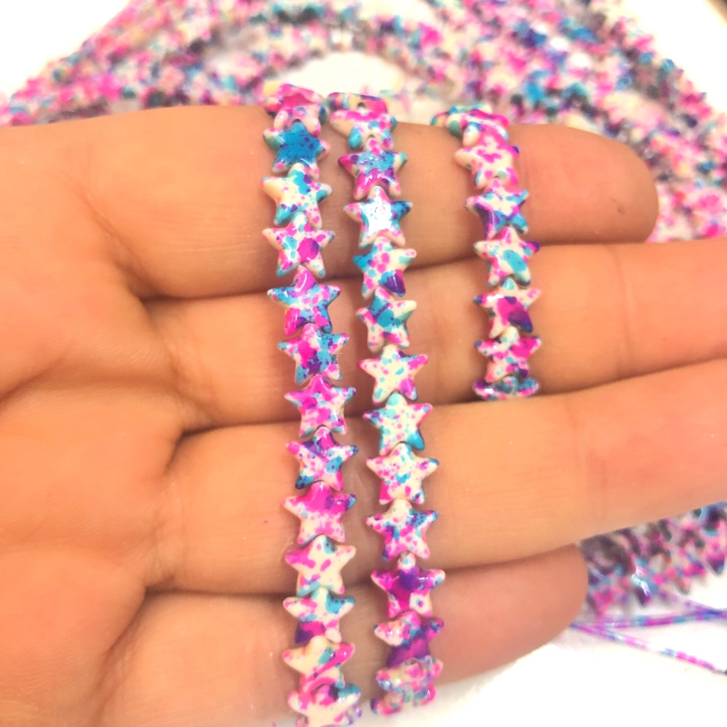 Turkuaz Havlit Yıldız-Pembe & Mavi Mix