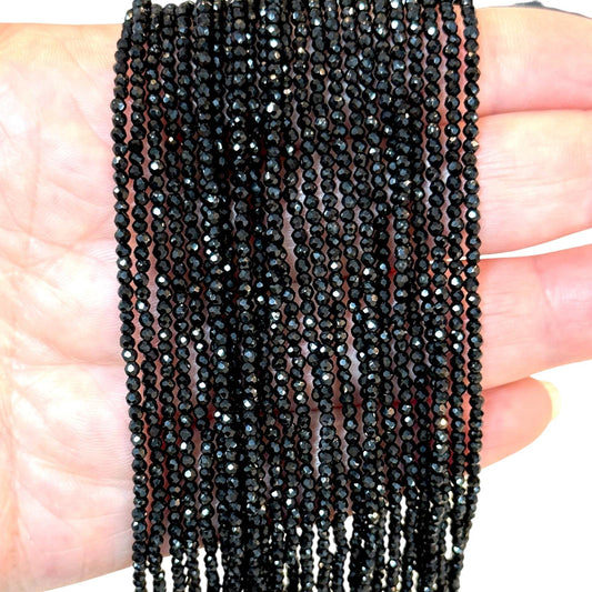 2mm Fasetli Yuvarlak Kristal Boncuk – Siyah-22-Kum Kristal