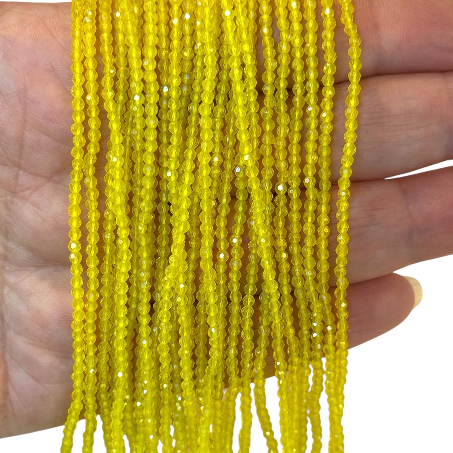 2mm Fasetli Yuvarlak Kristal Boncuk – Şeffaf Sarı-08-Kum Kristal