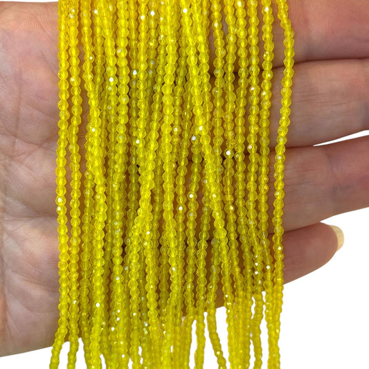 2mm Fasetli Yuvarlak Kristal Boncuk – Şeffaf Sarı-08-Kum Kristal
