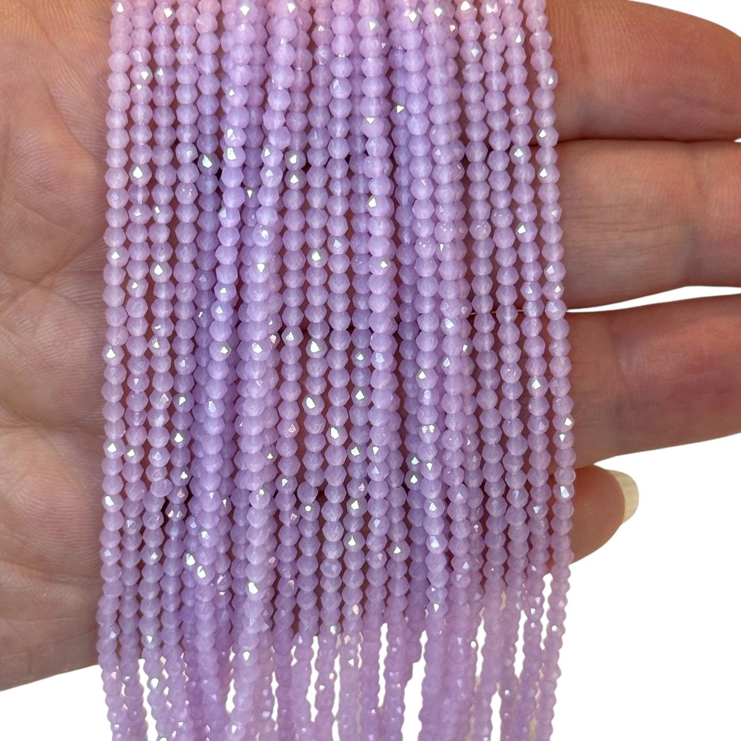 2mm Fasetli Yuvarlak Kristal Boncuk – Buzlu Leylak-11-Kum Kristal