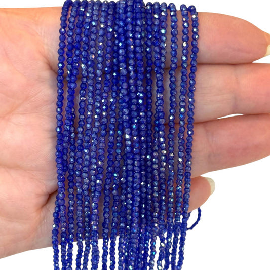 2mm Fasetli Yuvarlak Kristal Boncuk – Janjanlı Şeffaf Saks Mavi-19-Kum Kristal