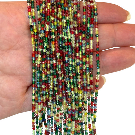 2mm Fasetli Yuvarlak Kristal Boncuk – Mix-21-Kum Kristal