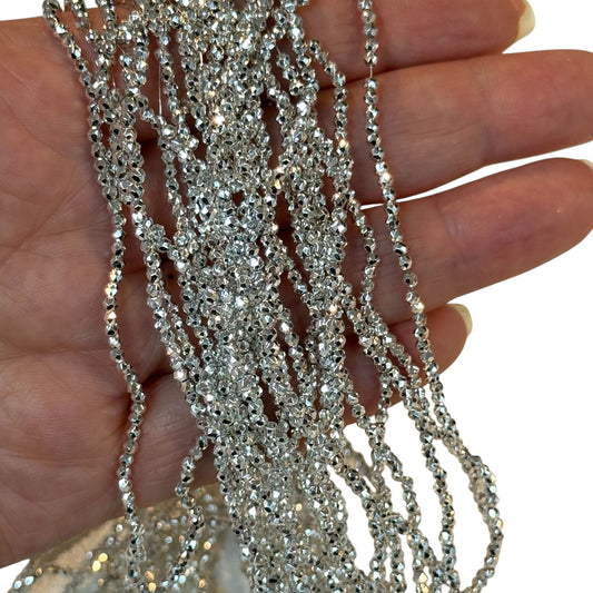 2mm Fasetli Yuvarlak Kristal Boncuk – Gümüş-23-Kum Kristal