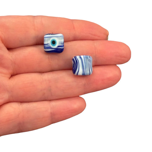 Murano Cam Ebruli  Mini Küp  - Marine Serisi