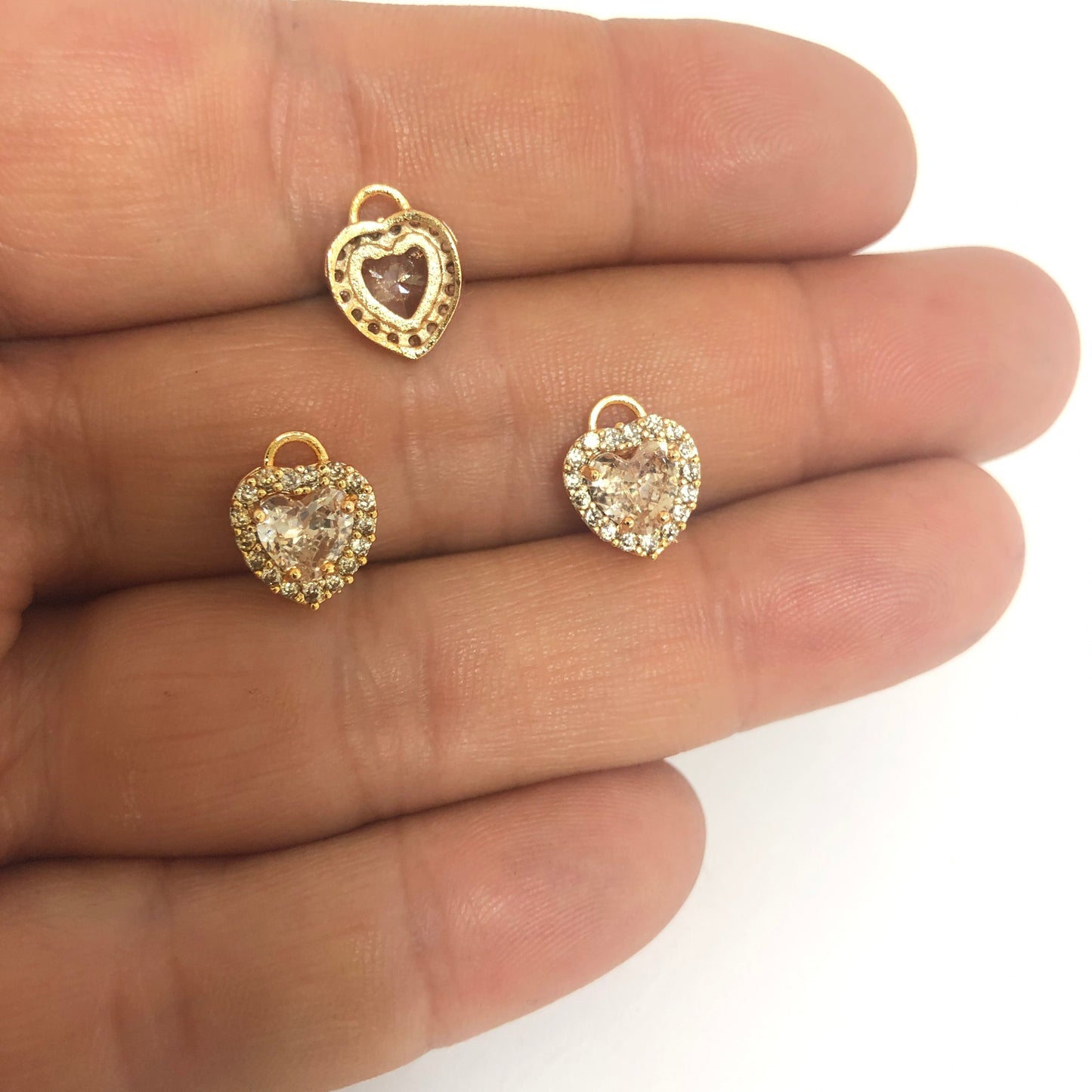 Gold Plated Zircon Stone 15x16mm heart