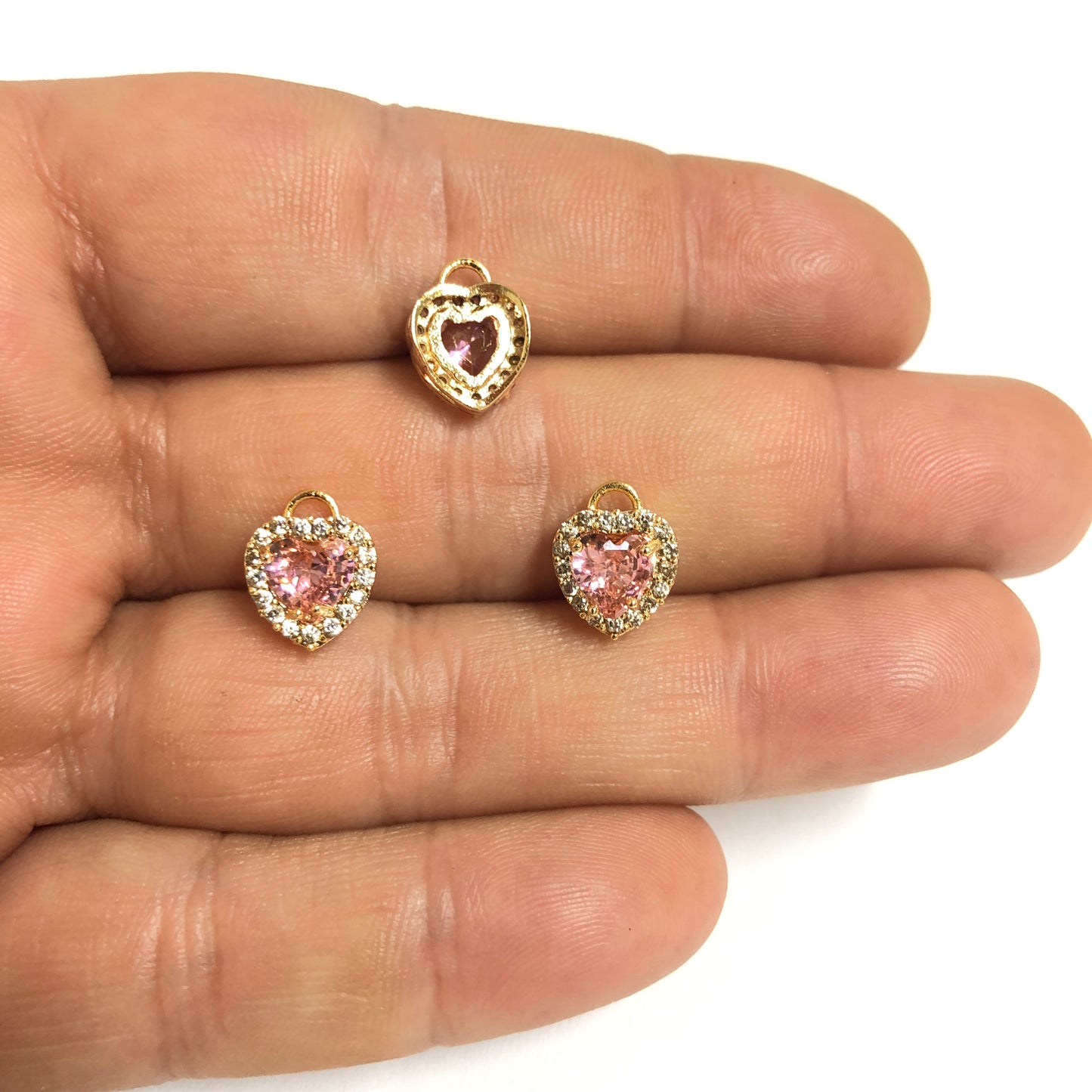 Gold Plated Zircon Stone 15x16mm heart