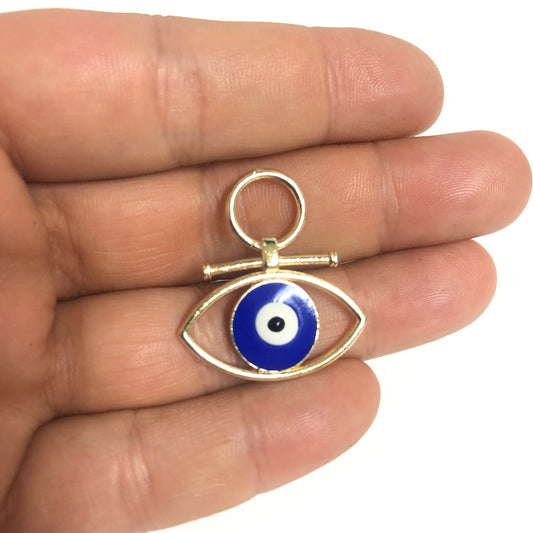 Gold Plated Enamel Eye Pendant - White