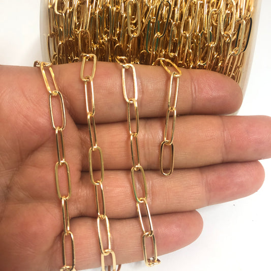 Gold Plated 2x6mm Paper Clip Chain