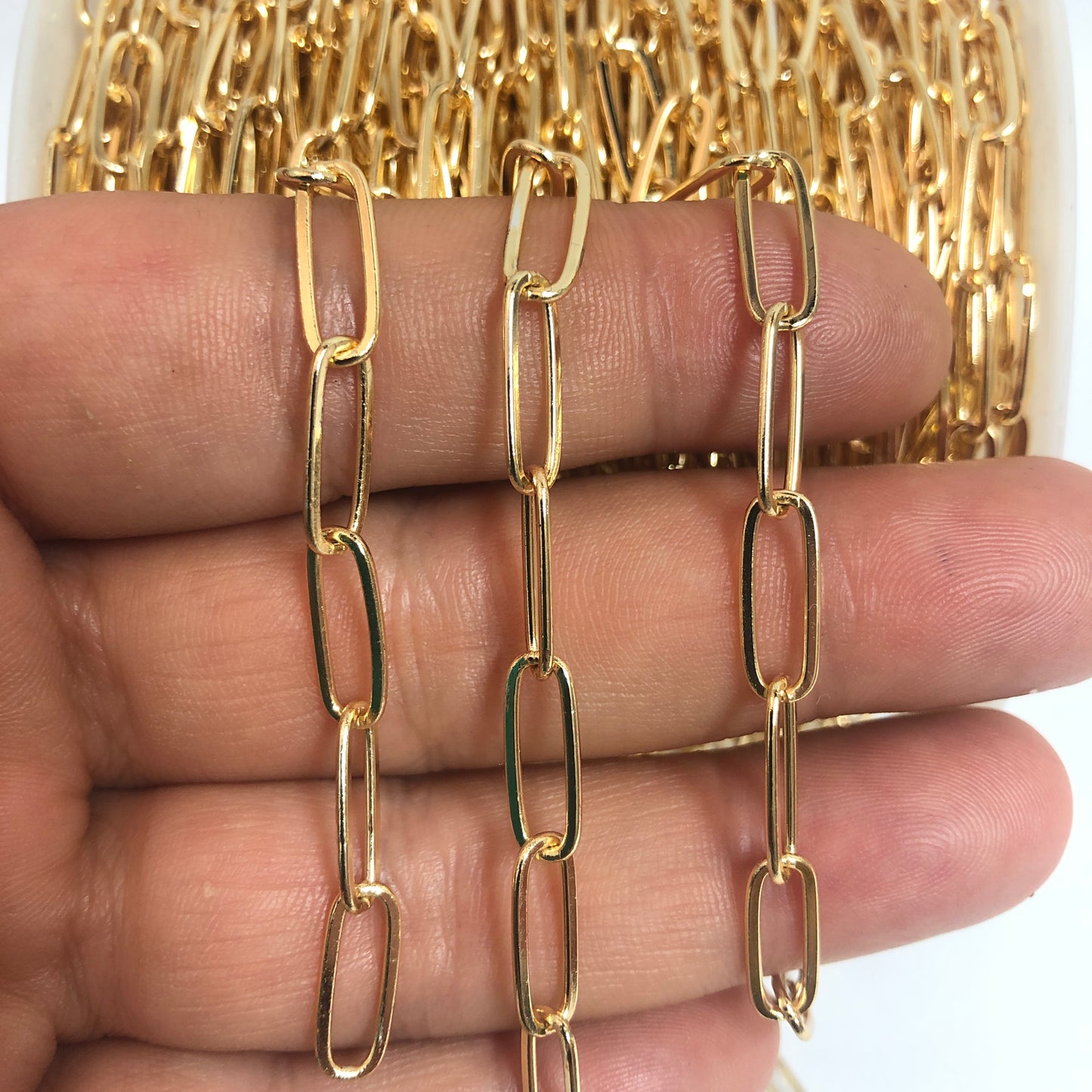 Gold Plated 2x6mm Paper Clip Chain