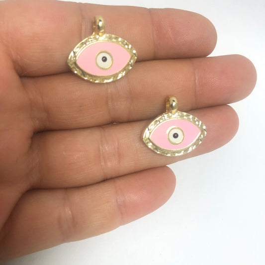 Gold Plated Enamel Lash Eye Pendant - White