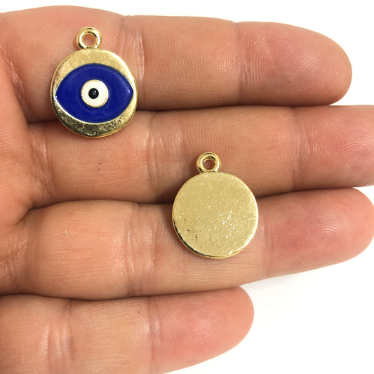 Gold Plated Enamel Eye - White