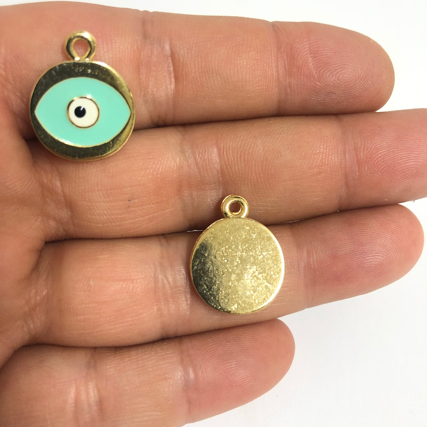 Gold Plated Enamel Eye - White