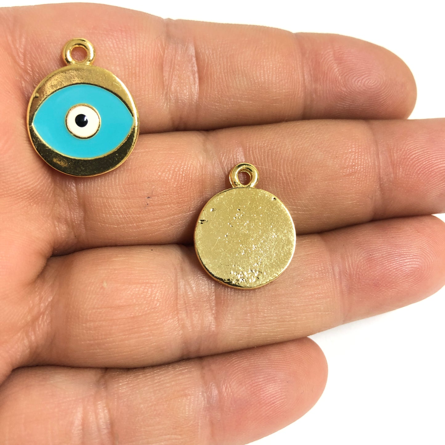 Gold Plated Enamel Eye - White