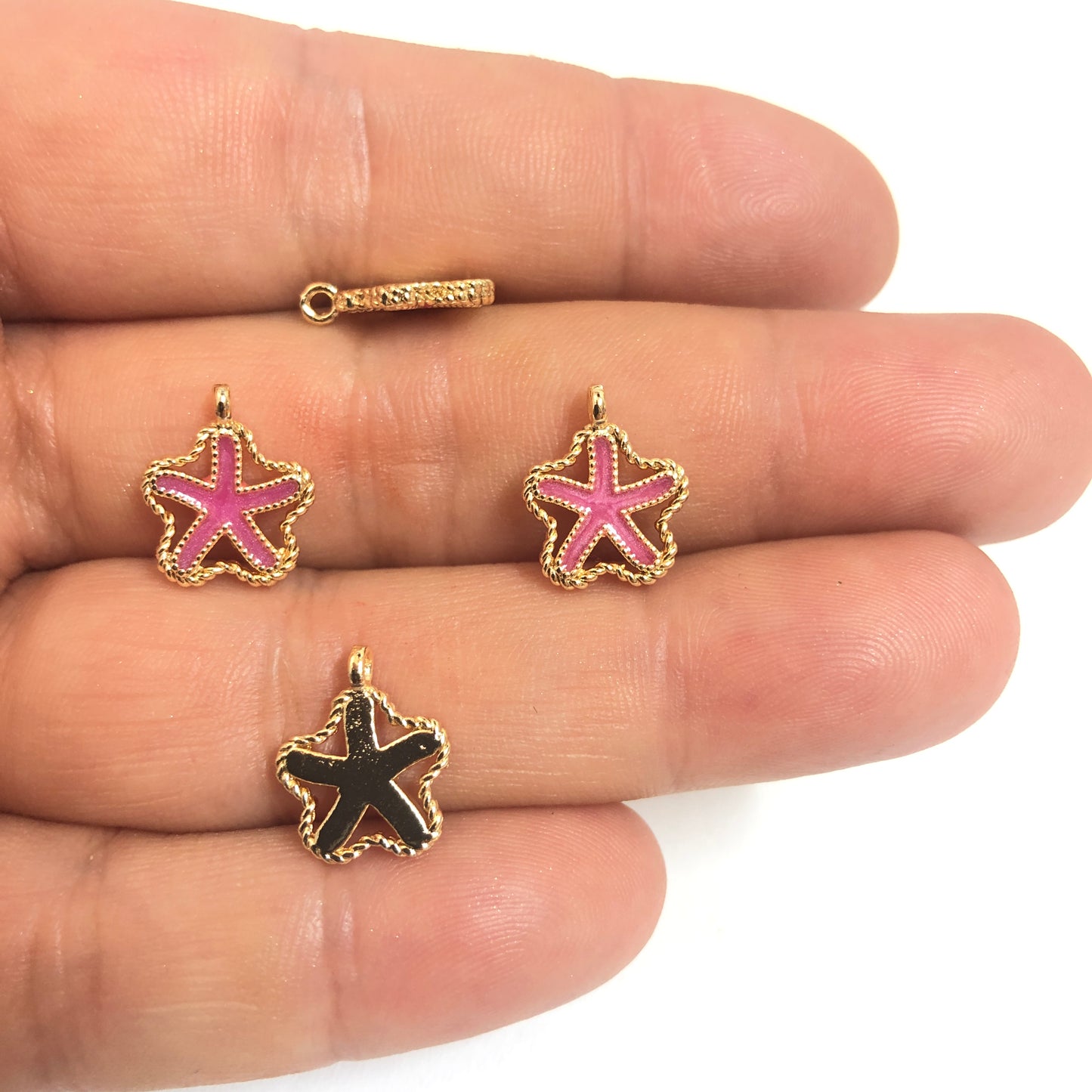 Gold Plated Enamel Sea Star (White)