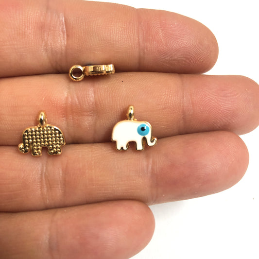 Gold Plated Enamel Bicolor Elephant Rocking Attachment - Pearlescent Lilac