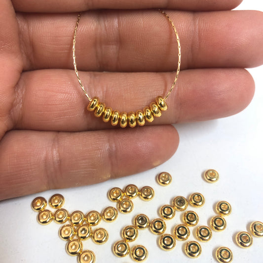 Altın Kaplama 4mm Bombeli Rondel Ara aparat