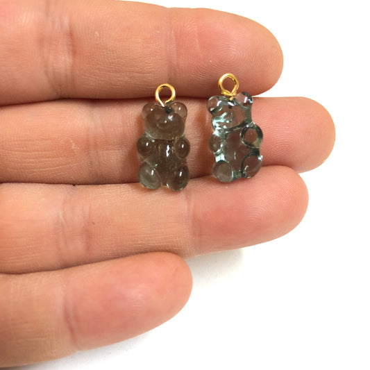 Murano Cam Sallantı Ayıcık Şeffaf Dumanlı Gri