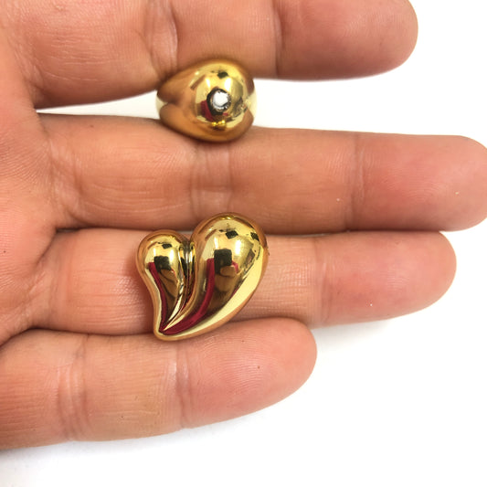 Altın Kaplama 20mm Yamuk Tombul Kalp