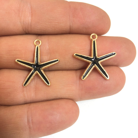 Gold Plated Enamel Sea Star - Pearlescent