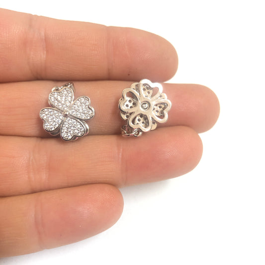 Çelik Zirkon Taşlı -Döner Mekanizmalı Dört Yapraklı Yonca