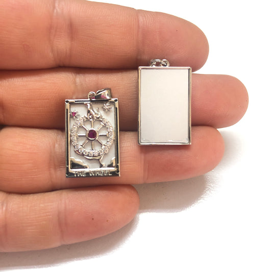 Çelik Tarot Kolye Ucu ''THE WHELL'' (Kader Çarkı Kartı)