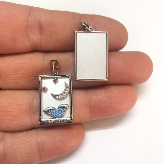 Çelik Tarot Kolye Ucu ''THE MOON'' (Ay Kartı)