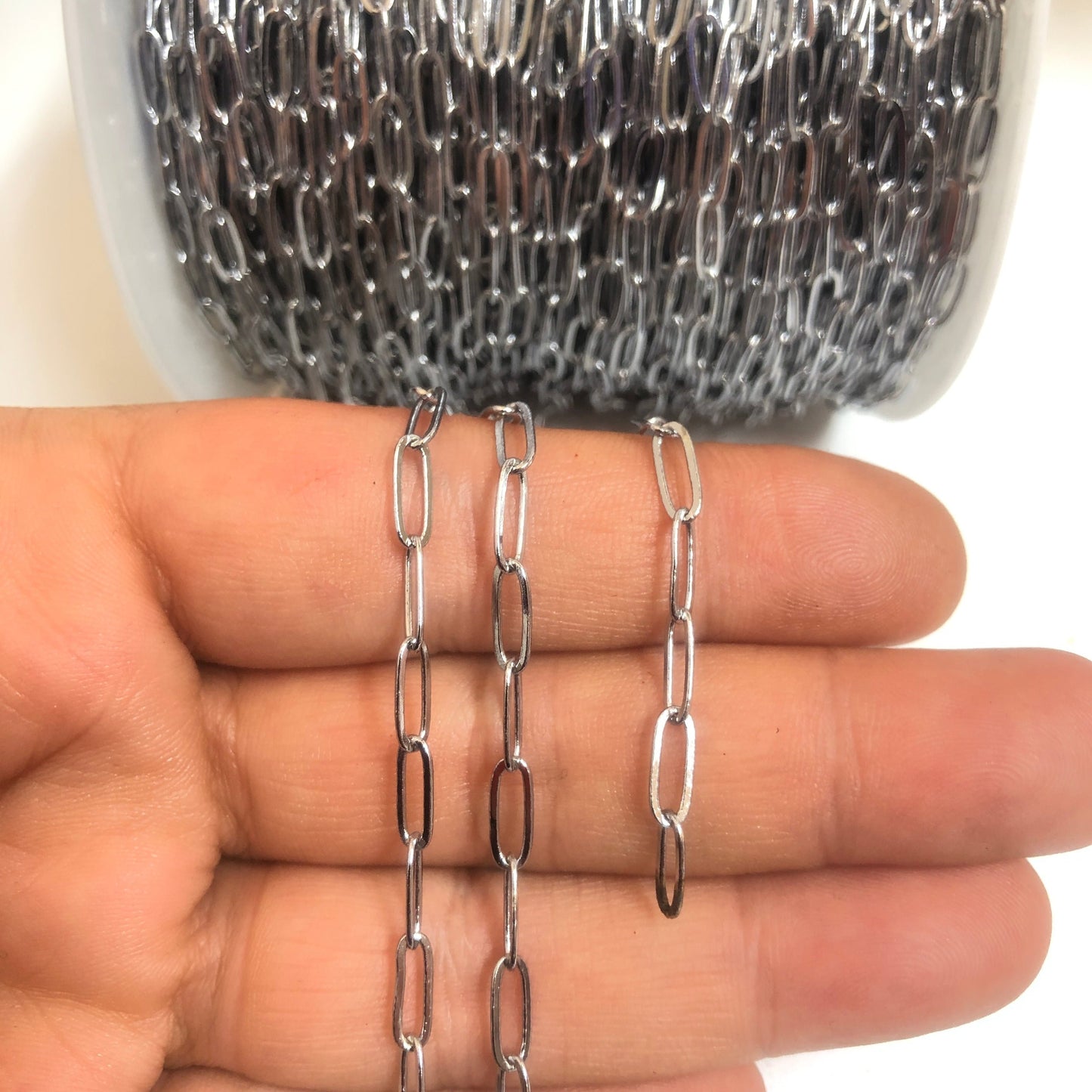 Rhodium Plated 3,5x7,5mm Paper Clip Chain