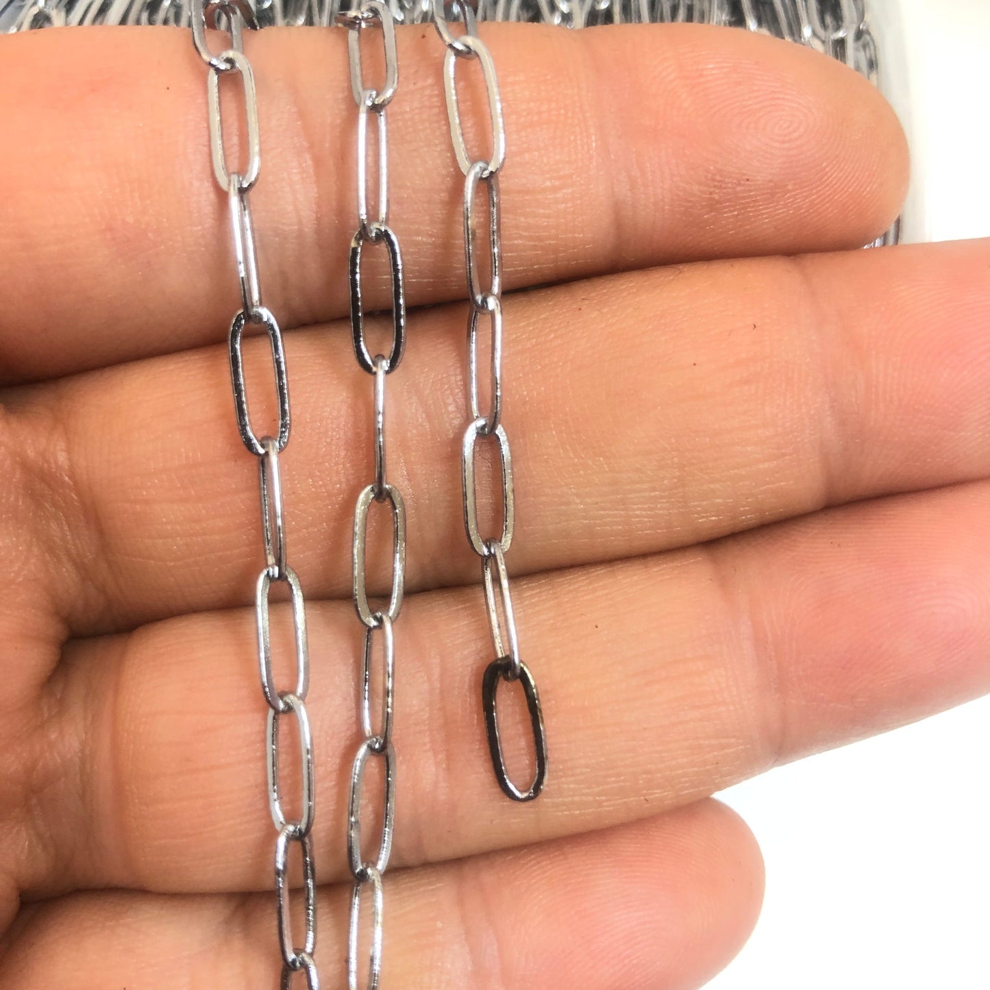 Rhodium Plated 3,5x7,5mm Paper Clip Chain