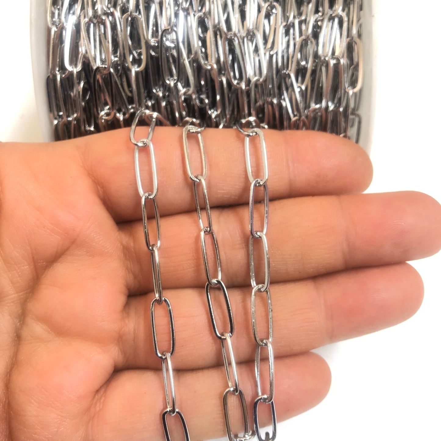 Rhodium Plated 3,5x7,5mm Paper Clip Chain