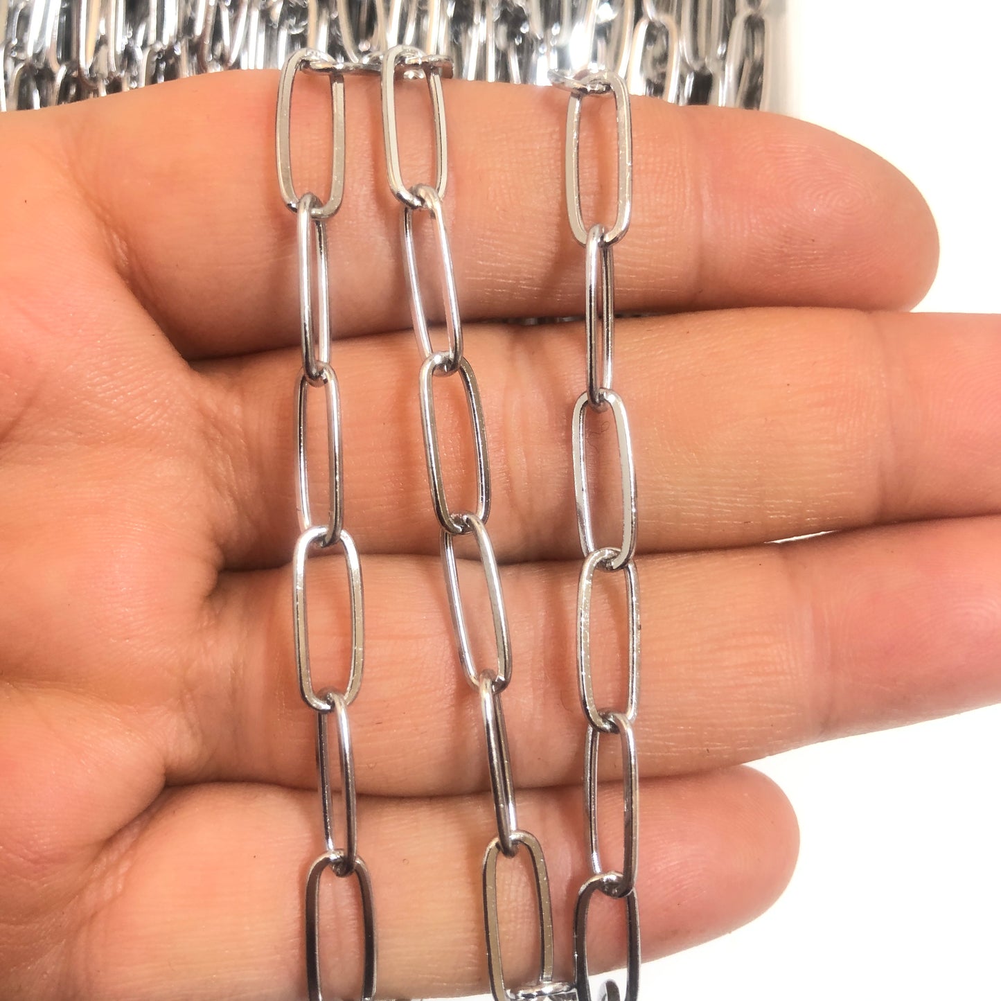 Rhodium Plated 3,5x7,5mm Paper Clip Chain