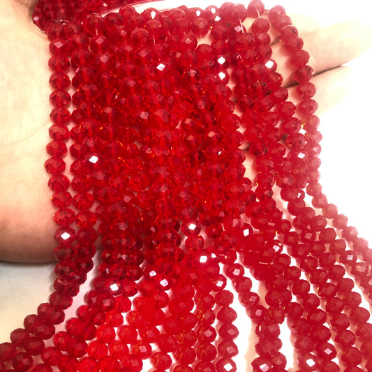 Kristal Boncuk, Çin Kristali-8mm-51 Şeffaf Açık Kırmızı