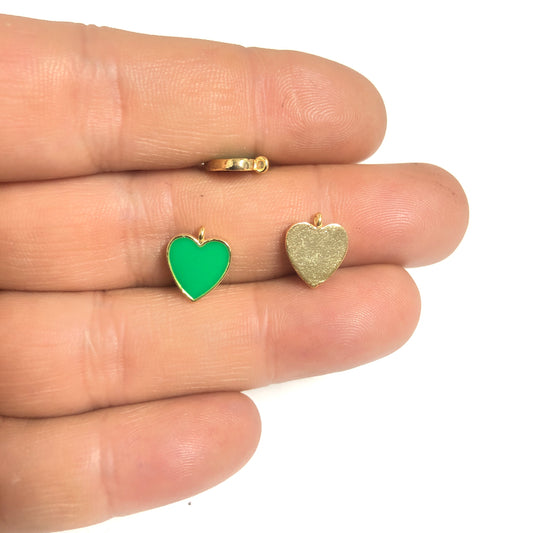 Gold Plated Enamel Heart Shaking Apparatus - Neon Green