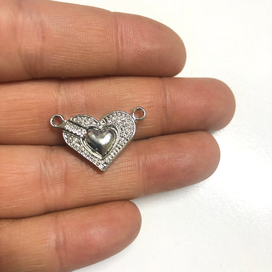 Heart Magnet Closure -Silver Color