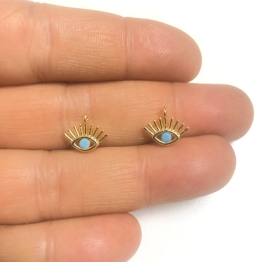 Gold Plated Blue Zircon Stone Evil Eye Eye Shaking Apparatus