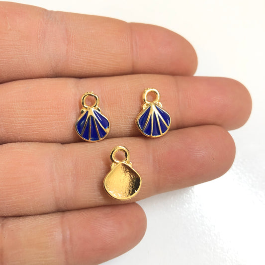 Gold Plated Plastered Evil Eye Beads 7mm - Navy Blue 