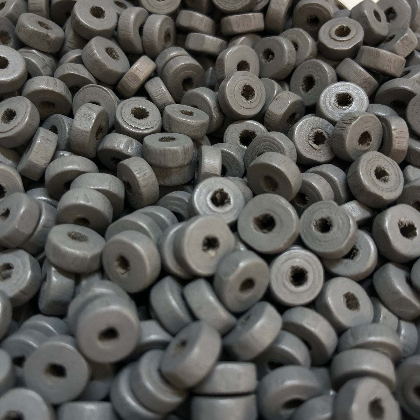 8mm Rondel Ahşap Boncuk 40 -  Mat Gri