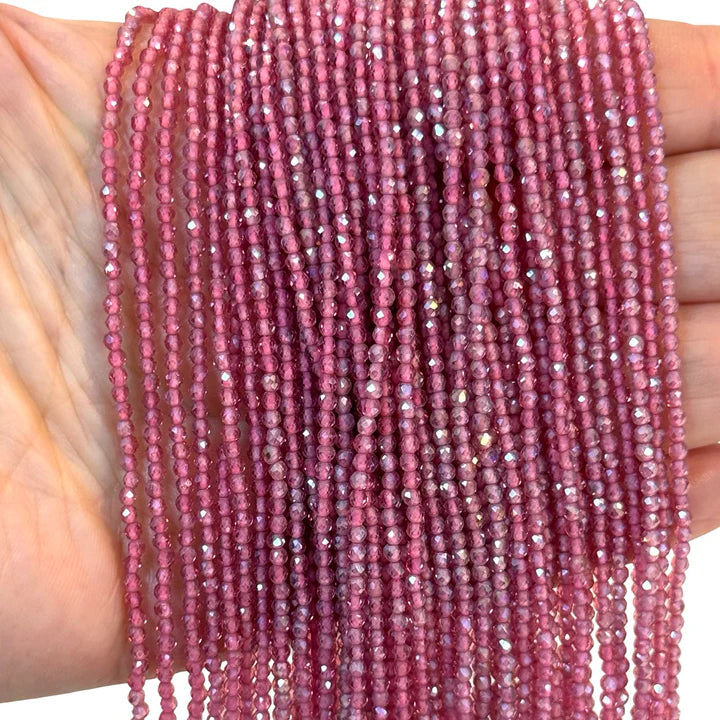 2mm Fasetli Yuvarlak Kristal Boncuk – Seffaf  janjan Gül Kurusu-26-Kum Kristal