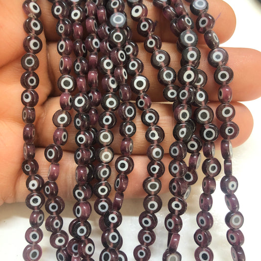 Nazar Boncuk Yassı 6 mm -Mürdüm