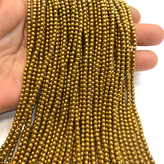 3mm Yuvarlak Hematit - Altın